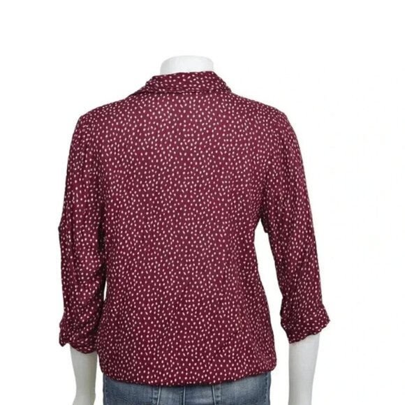 Simons Twik Printed Long Sleeve Blouse Top Rayon Red White Size XS - Picture 4 of 9